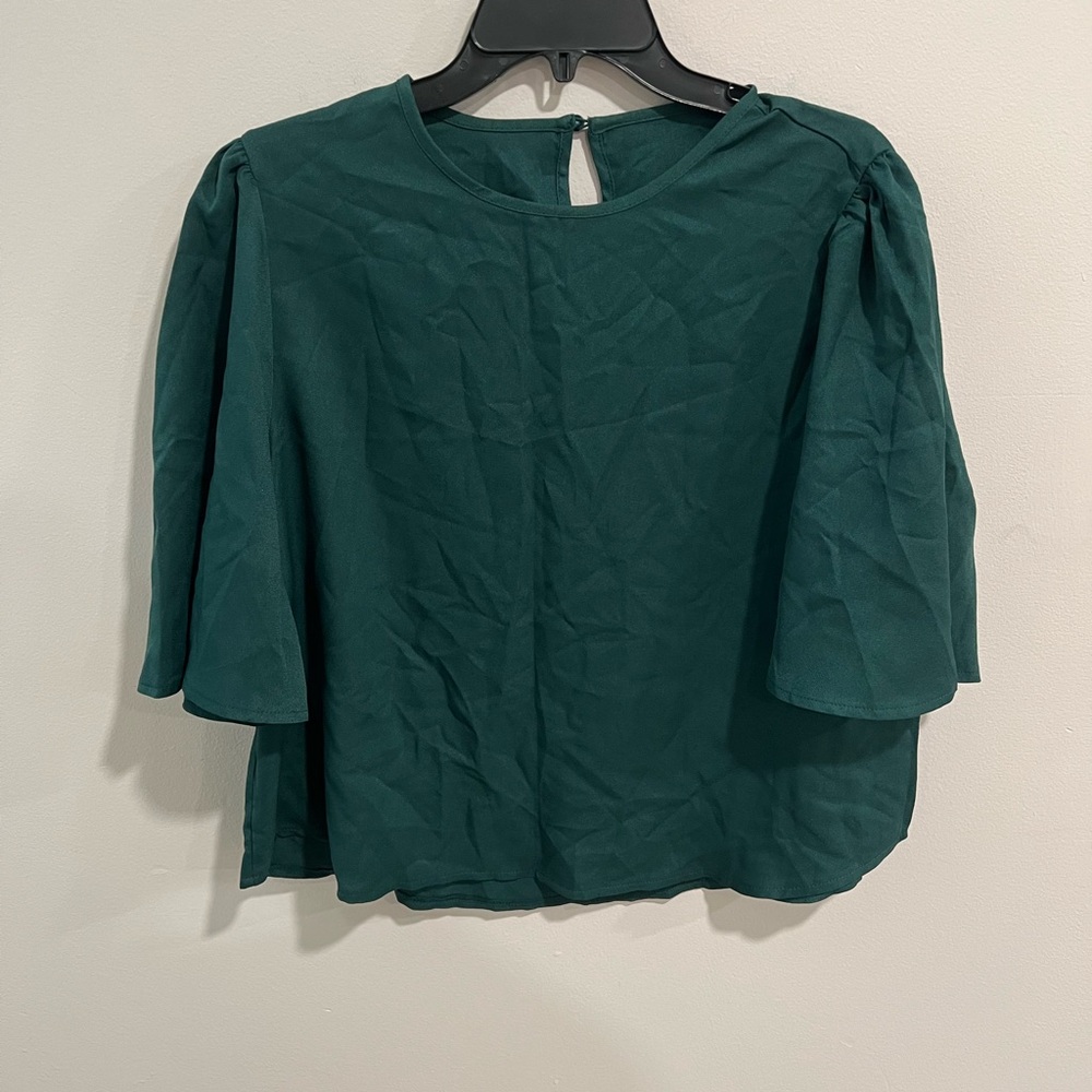 SHEIN Keyhole Short Sleeve Blouse